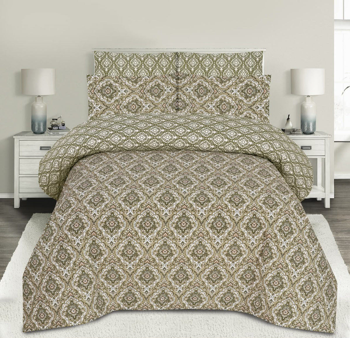 Olive Demask Bedset